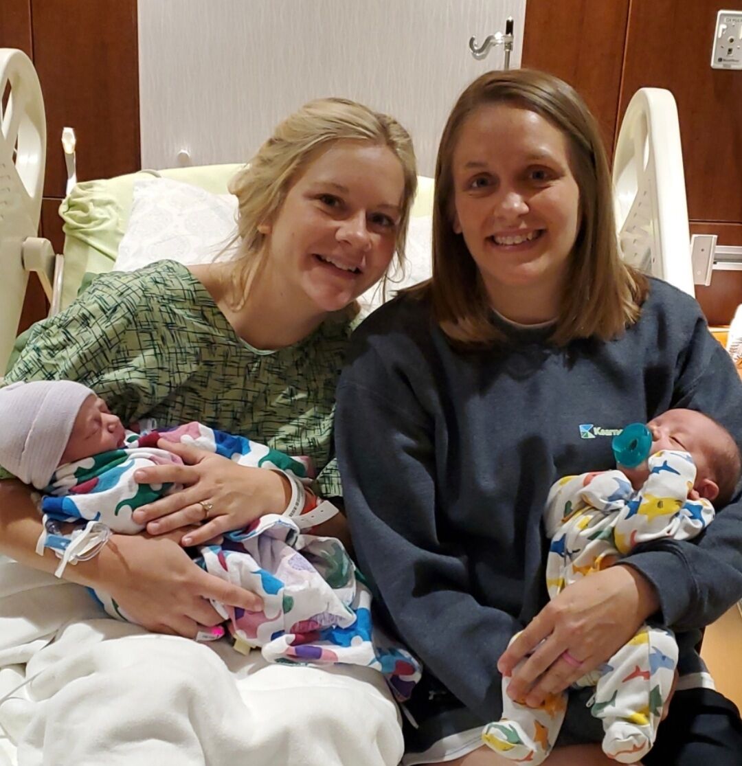 Sisters with their babies